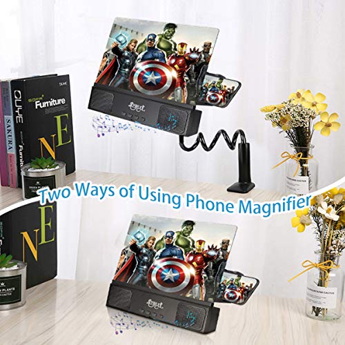 12-Phone-Screen-Magnifier-with-Bluetooth-Speaker-Gooseneck-Stand-JOYXEON-3D-Phone-Screen-Enlarger-Amplifier-Projector-Magnifing-Screen-Enlarger-Compatible-with-iPhone-and-Android-All-Smartphones