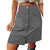 Happy Sailed Womens Corduroy Skirts Fall Winter High Waisted Button Down A-line Short Mini Skirt with Pockets