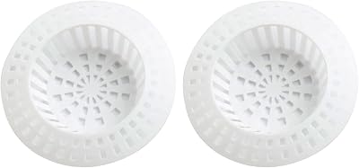 fiXte White Plastic Sink Strainer 70mm Diameter Pack of 2 Kitchen Waste Stopper