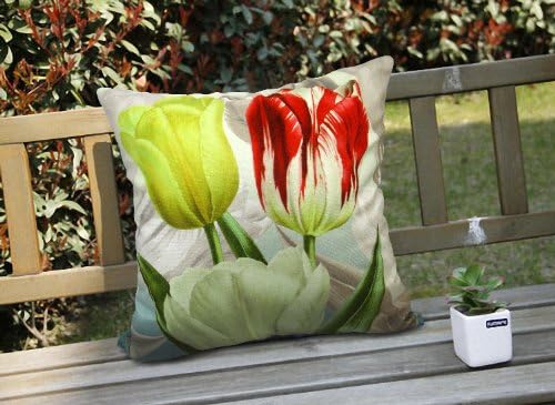 Decorative Double Side Cushion Cover Elegant Tulip Throw Pillow / 20 by 20-Inch