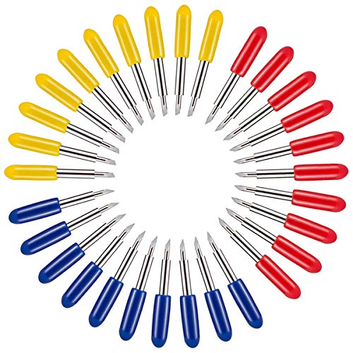 FICBOX 30 PCS Cutting Blades for Explore Air/Air 2 Maker Expression 10pcs 30Â° + 10pcs 45Â°Standard + 10pcs 60Â° Deep Cut Vinyl Fabric Cutting Replacement Blades