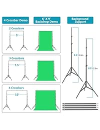 Nuevo sistema actualizado de soporte de fondo 2.6x3 M 8.5x10 ft con SoftW de 800W 5500K y kit de iluminación continua para productos de estudio fotográfico, fotografía de retrato y video (nuevo fondo de tela)