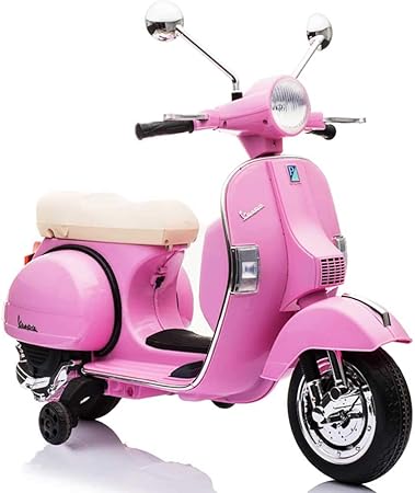 Amazon 子供用 電動乗用玩具 Vespa Px150 ベスパ ライセンス品 補助輪付 電動バイク 乗用バイク 乗り物おもちゃ ピンク 電動乗用 おもちゃ