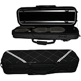 YYDINA Violin Case 4/4 Full Size Sturdy Oblong Violin Hard Case with Built-in Hygrometer, Super Lightweight Portable Hard-Shell with Carrying Straps Backpack (Black)