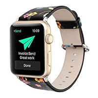 Flower Design Strap for iWatch,38mm 42mm Floral Pattern Printed Leather Wrist Band Apple Watch Link Bracelet for Apple Watch Smartwatch Fitness Tracker Series 2 Series 1 Version (Flower+ Bird 38mm)