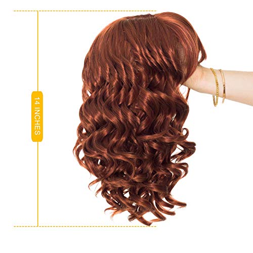 Summer 2 Style Short Hair Wigs For Women, Upgrade Of Fox Red Curly Synthetic Hair Wigs With Bangs (Red Brown) - Thumbnail 5
