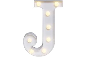 DEALPEAK Light Up Letters, Alphabet LED Letter Lights Warm White for Home Party Bar Wedding Festival Decorative (J)