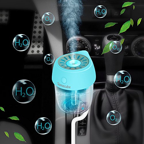 USB Car Diffuser, Homecube Ultrasonic Cool Mist Humidifier Car Air Freshener with 360°Rotation Micro Cable and 7 Color LED Lights for Office Home Vehicle Travel (blue)