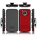Moto E4 Plus Case, Elegant Choise Hybrid Holster Heavy Duty Shockproof Combo Rugged Full-Body Protective Case Cover with Kickstand and Swivel Belt Clip for Motorola Moto E4 Plus (Red/Black)
