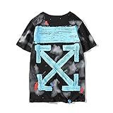 CHAIRUIY Men's Off OW Tide Brand Personality Arrow Snowflake T-Shirt Black