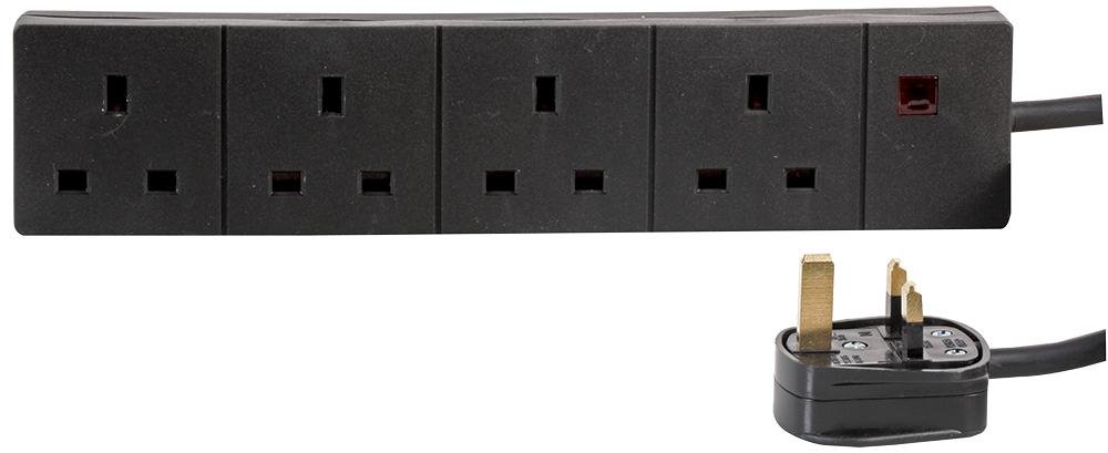 pro-elec pl09188 5 m 4 Gang Power Strip Extension Cord Mains Plug - Black