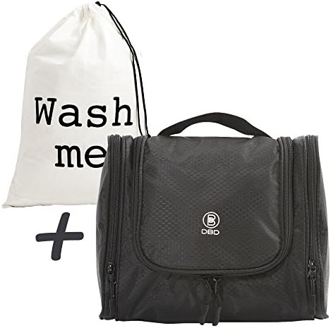 Toiletry Bag; Hanging Travel Organizer Kit for Cosmetics, Makeup, Toiletries, Shaving, in 3 Colors, Fold-Out Travel Bag with Mesh and Zippers Plus Laundry Bag in a Gift Bag; THE BEST DEAL!