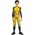Unisex Halloween Costume Super Hero Wolverin Jumpsuit Yellow Performance Bodysuit for Kid