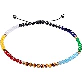 Jewever 7 Chakra Anklet Bracelet For Women Beach Foot Energy Healing Gemstone and Crystals Yoga Worry Stone Balancing Meditation