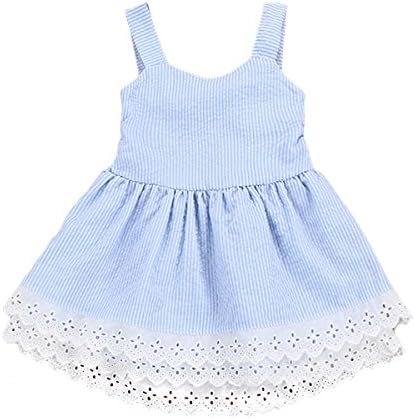 Toddler Infant Baby Girls Dress Kid Girl Striped Bowknot Short Sleeve Princess Dress Skirt Set