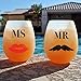 SerialDrinkers Mr & Ms Fun German Food Grade Silicone Wine Glass Dual Pack, 2 Pieces Of Romantic, Unbreakable, Versatile, Lightweight 12 Oz Cups, Non-toxic And Flexible White Color Glasses