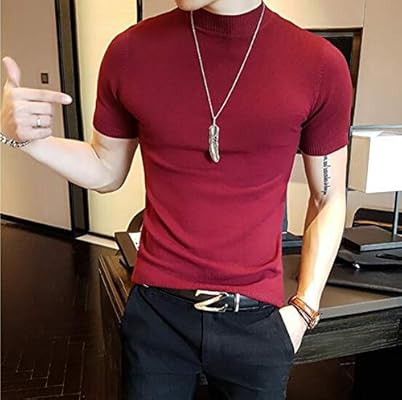 camiseta manga corta cuello alto hombre