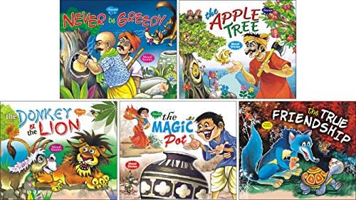 Sawan Moral Story Books- Never be Greedy, The Apple Tree, The Donkey & The Lion, The Magic Pot, The True Friendship | Pack of 5 Books [Paperback] Sawan; Manoj Publications Editorial Board; Sahil Gupta and Shashank