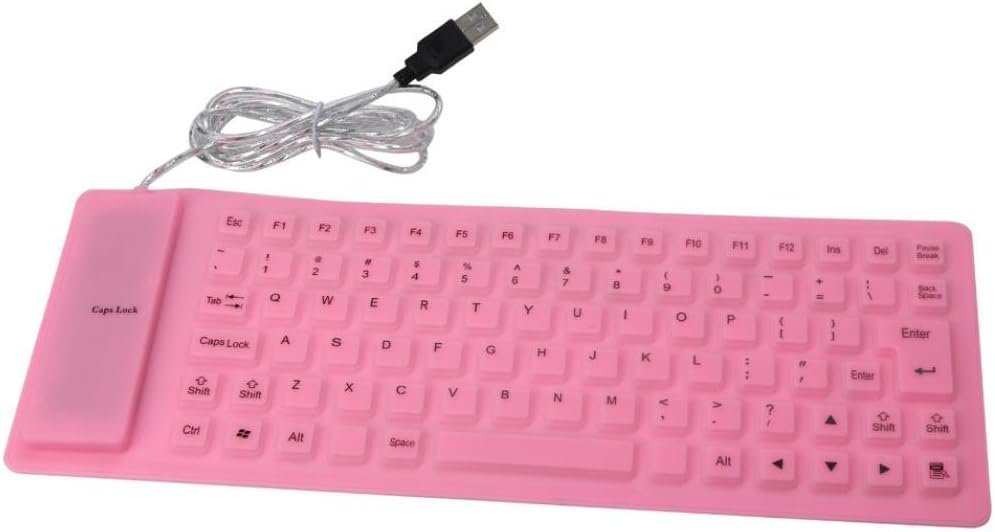 Kingko® Portable USB roll-up Foldable Flexible Silicone Keyboard For PC Laptop Fashionable (Pink)