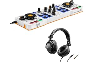 Hercules DJControl Mix DJ Software Controller with Algoriddim Djay App Bundle with Hercules HDP DJ45 Closed-Back, Over-Ear DJ Headphones