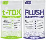 v tea Advanced 14 Day Detox Tea Kit: Morning Teatox and Evening Flush. Reduce Bloating and Constipation. Natural Weight Loss. 100% Organic 28 Pyramid Sachets