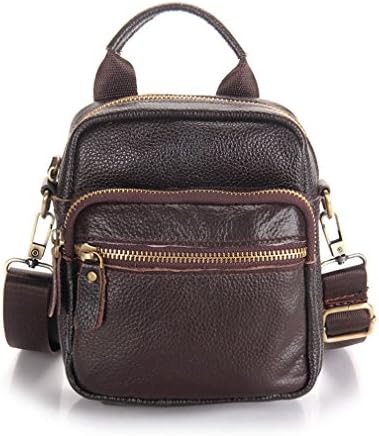 Unisex Genuine Leather Small Messenger Shoulder Belt Loops Waist Pack For Coins, Passport B-Brown