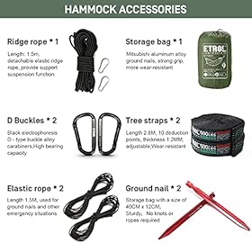ETROL Camping Hammocks - 2 in 1 Portable Hammock with Mosquito Net,Lightweight Double Hammock for Outdoor,Indoor,Travel… 51nyxeEDQCS