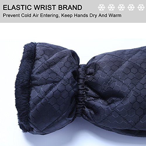 Ice Scraper Mitt For Car Windshield Snow Scrapers with Waterproof Glove Lined of Thick Fleece + Carry Pouch (Black)