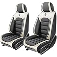 2 Seat Covers for Toyota FJ Cruiser 2007-2014,Premium Nappa Leather Car Seat Covers Car Seat Cushions,Waterproof Soft Seat Covers for Cars,Interior Accessories Airbag Compatible（Standard-Gray&White）