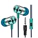 Tuscom Universal 3.5mm in-Ear Stereo Wired Earbuds Earphone with 1.2M Knitted Cable,Built-in Hands-Free Microphone, (Blue)