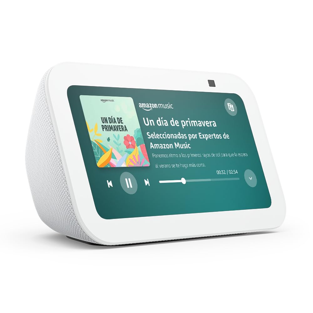 Echo Show 5 (Última generación) | Pantalla táctil inteligente con Alexa diseñada para controlar tus dispositivos de Hogar digital y más | Blanco
