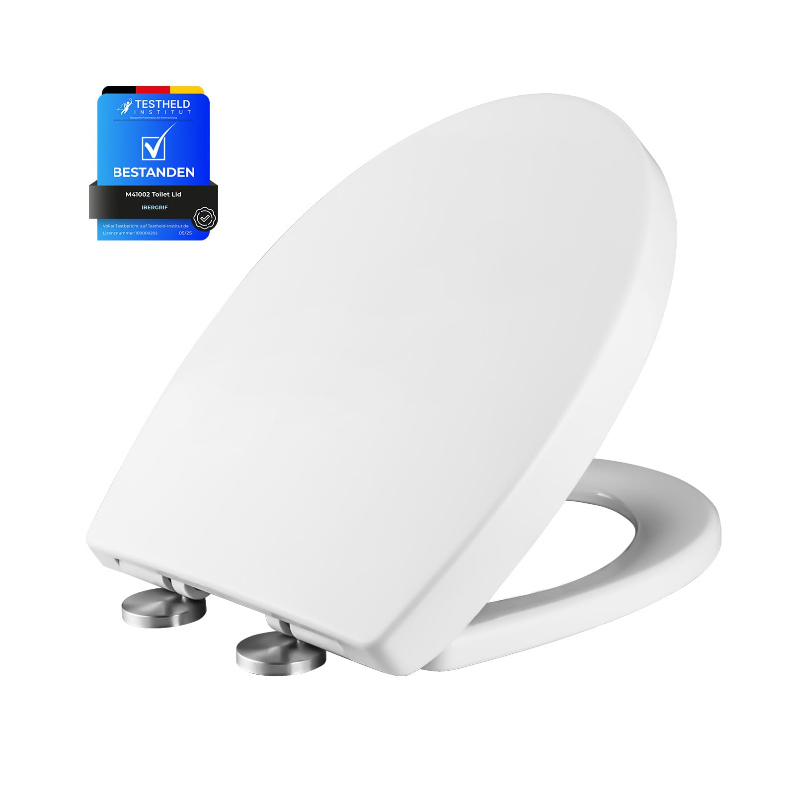 Ibergrif Soft Close Toilet Seat White, O Shape Quick Release Toilet Seat with Adjustable Hinges, Top Fixing M41002