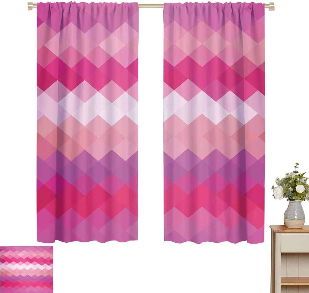 Cortinas con estampado de color rosa intenso, diseño de arte moderno