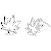Boma Jewelry Sterling Silver Open Maple Leaf Stud Earrings