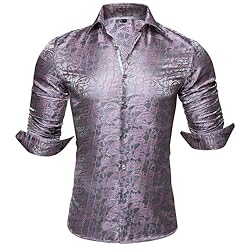 Barry.Wang Men Shirts,Paisley Flower Woven Silk