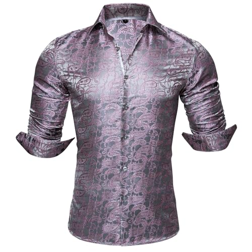 Barry.Wang Men Shirts,Paisley Flower Woven Silk