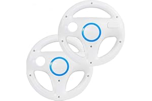 DOYO 2 Pack Steering Wheel for Nintendo Wii and Wii U Remote Controller, Racing Wheels Games Accessories for Mario Kart (White)