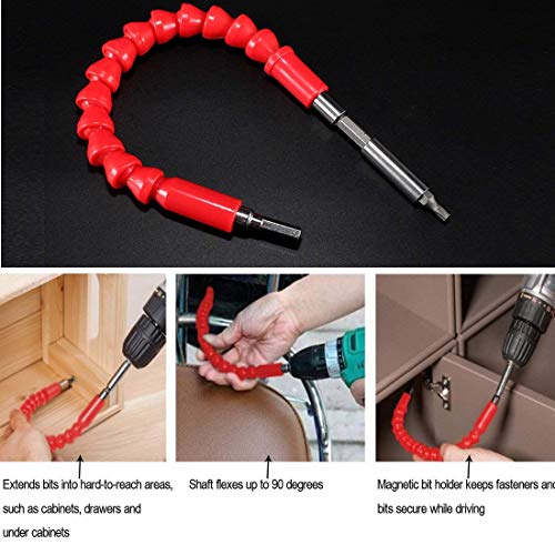 Enhanced Edition Flexible Extension Magnetic Screwdriver Extention Hex Shaft Screw Power Drill Connection Tip 11.8'' Flex Adapter W/Extend Drive Quick Connect Adaptor Size Hexagon 1/4 ''