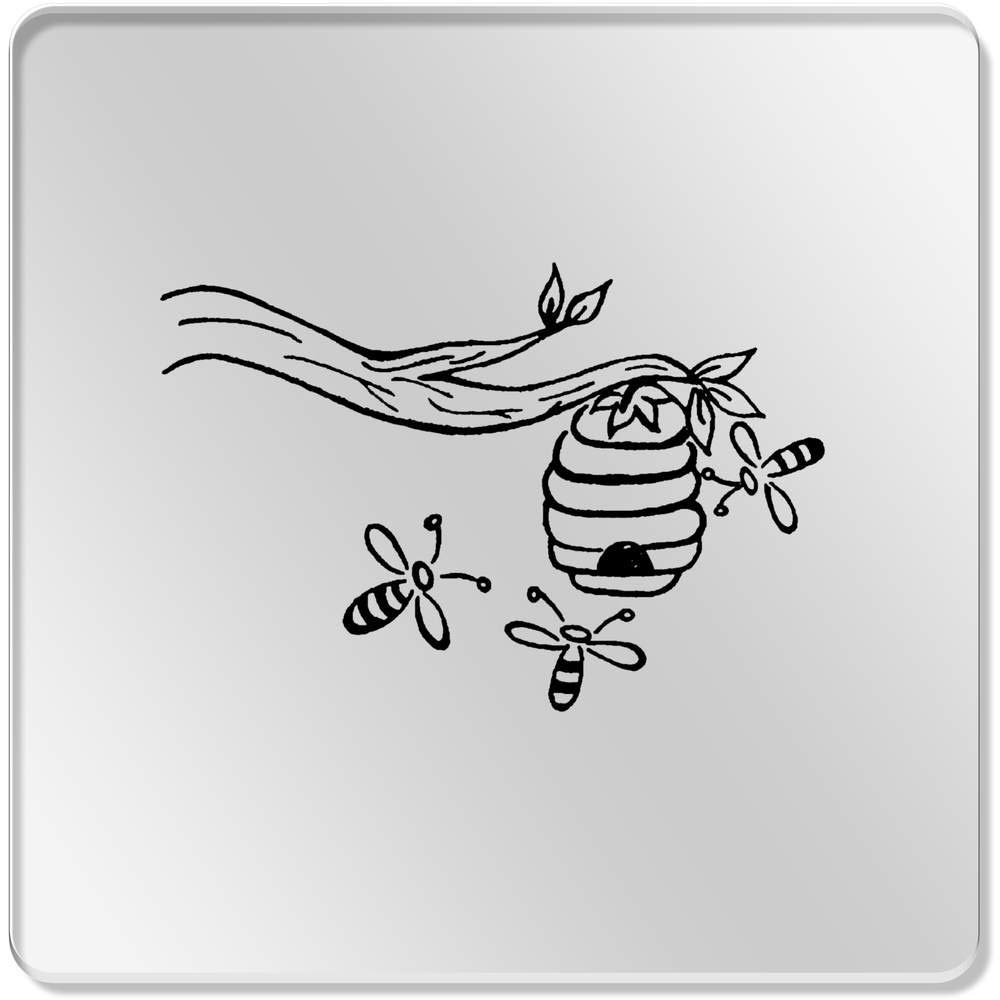 6 x Colmena de Abejas y Abejas 95mm Cuadrado Acr&iacute;lico Transparente Posavasos Utensilios de bar CR00123673