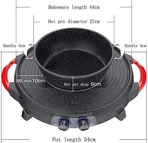 review NOLOGO Hot Pot Multifunctional, Electric Pan Hot Pot, Korean Style BBQ Hot Pot Dual Pot Barbecue Machine, 2 in 1 BBQ Frying Cook Grill Kitchen, Teppanyaki Electric Grill