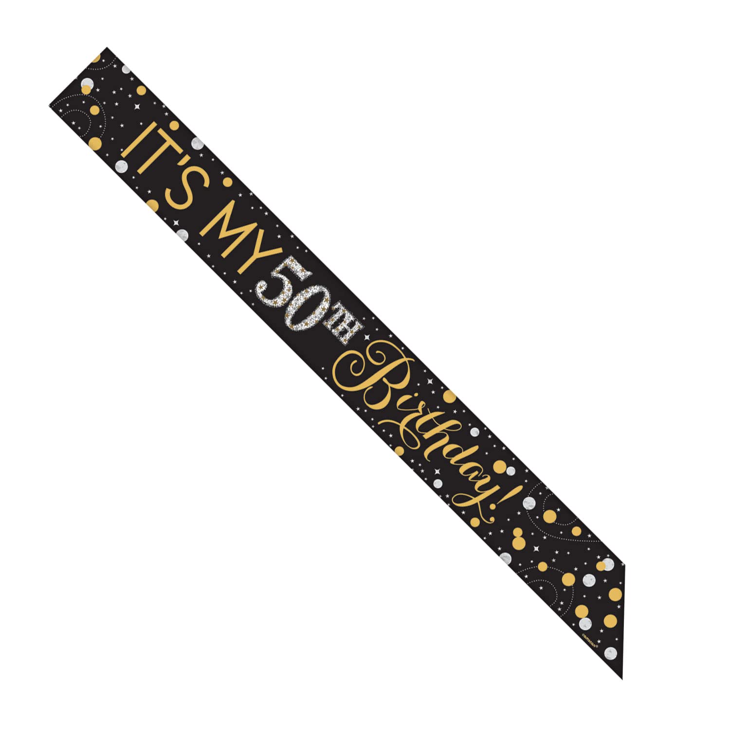 Amscan 399643 - Gold Sparkling Celebration Add-an-Age Sash Includes Number & Letter Stickers for 1st to 100th - 1.52m