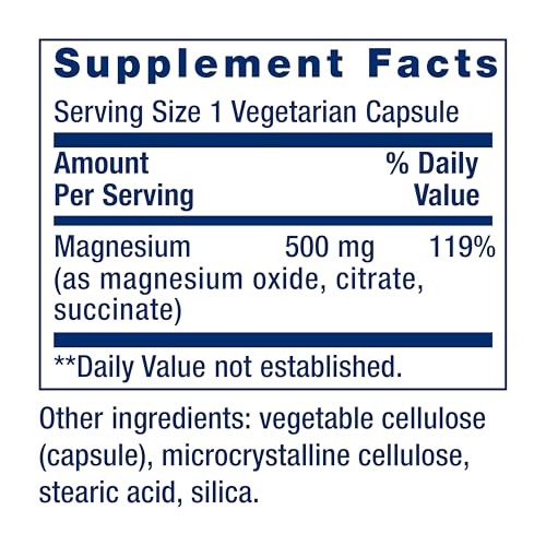 Life extension |Magnesio 500mg 100 cápsulas | Magnesium 500mg 100 CAPS