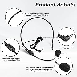 Boao 4 Pieces Headset Microphone, Flexible Boom for