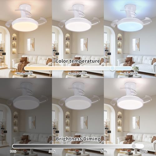 activeallbrite Ceiling fan with light, DC motor, 38W, 6 speeds, retractable blades, 3000K-6500K, summer-winter function, timer, Ø55cm.