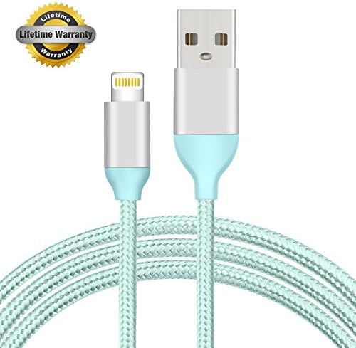 8 Pin Lightning to USB Cable 1-Pack Nylon Braided 3.3ft High Speed Syncing and Charging Cable Cord for Apple iPhone 7 Plus,iPhone 6s, iPad Mini (Sky Blue)
