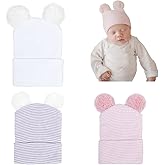 upeilxd Newborn Baby Hat Infant Caps Baby Boy Girl Toddler Hospital Hats Bow Double Layer Knit Beanie Cap for 0-3 Months