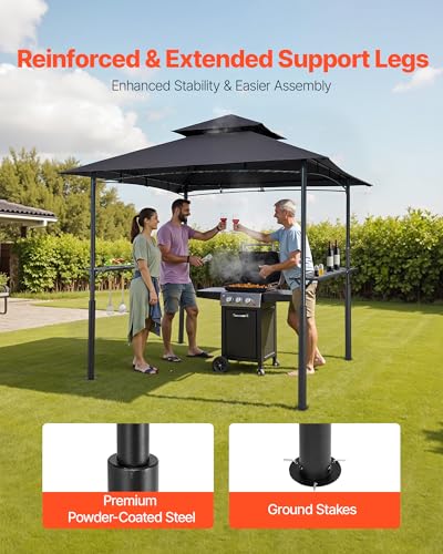 VEVOR 8x5 ft BBQ Grill Gazebo with Double-Tiered Roof, Powder-Coated Steel Shelter image 22