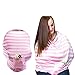 Baby Car Seat Covers & Infant Canopy, Baby Nursing & Breastfeeding Cover - Stretchable Material - Practical Helper Pocket - Multi Purpose 4-in-1 Car Seat Cover For Baby Boys & Girls (Pink and White)