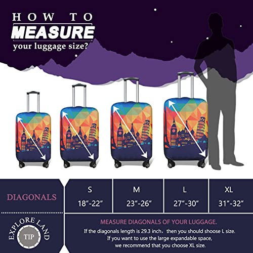 Explore Land Travel Luggage Cover Suitcase Protector Fits 1832 Inch