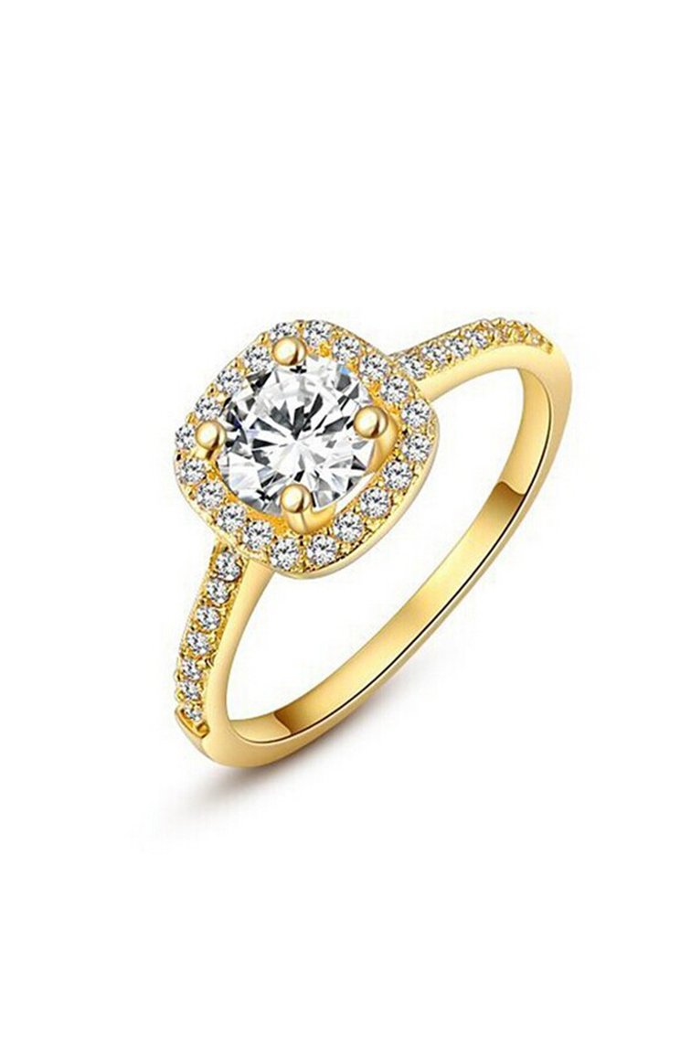 SODIAL R Mujeres Cristal Compromiso Joyeria de Boda Anillo Oro